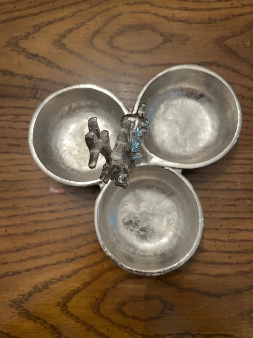 Silver Metal Reindeer Triple Serving Dish